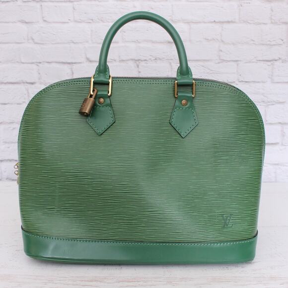 Louis Vuitton Alma MM Green Epi Satchel Leather Handbag Bag Tote Purse A5064 - Picture 1 of 11